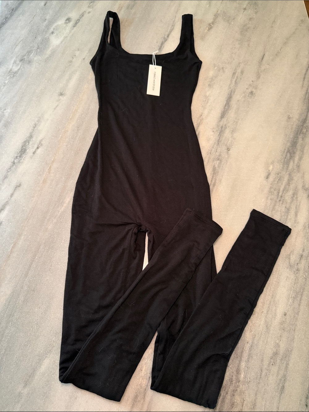 naked wardrobe Black Scoop Neck Slim Jumpsuit